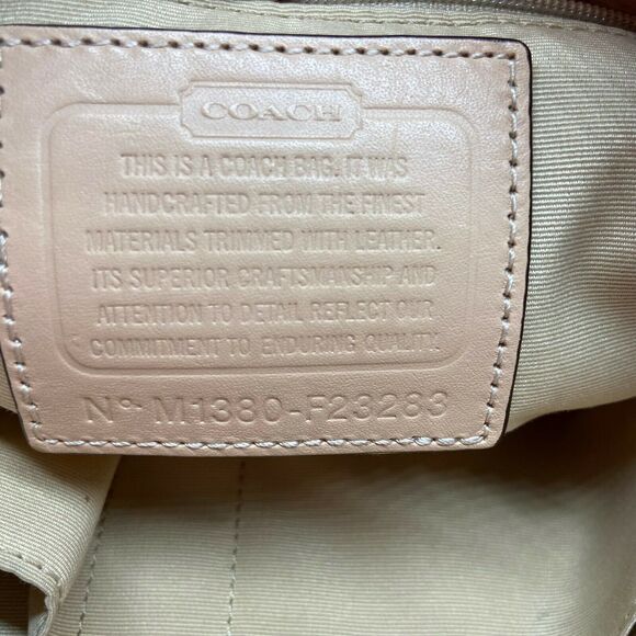 Coach Womens F23283 Orange Tan Canvas Zebra Print Leather Trim Tote Handbag - Picture 8 of 12